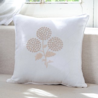 Cushion cover-Beige flower embroidery